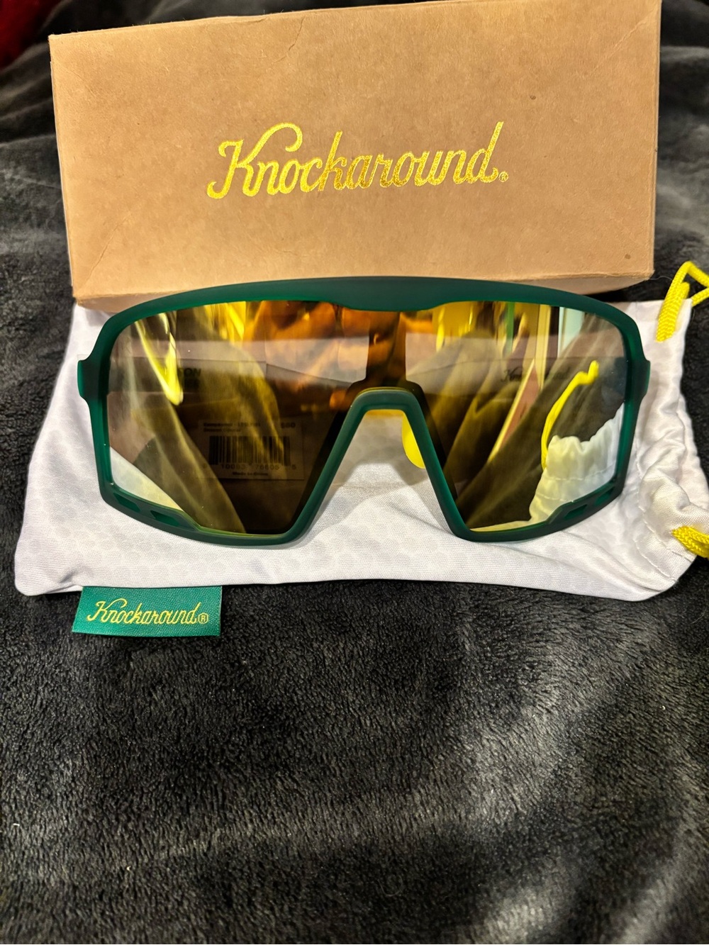 Knockterra Shield Sunglasses in Forest Green with Gold Mirror Lens